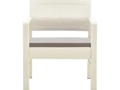 vidaXL 3-tlg Garten-Lounge-Set mit Auflagen Kunststoff Weiß*