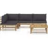 Lounge-Gartenmöbel|vidaXL 5-tlg Garten-Lounge-Set mit Dunkelgrauen Kissen Bambus Modell 4