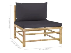 Lounge-Gartenmöbel|vidaXL 5-tlg Garten-Lounge-Set mit Dunkelgrauen Kissen Bambus Modell 4