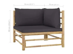 Lounge-Gartenmöbel|vidaXL 5-tlg Garten-Lounge-Set mit Dunkelgrauen Kissen Bambus Modell 4