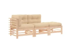 vidaXL 3-tlg Garten-Lounge-Set mit Kissen Massivholz* Outlet