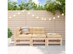 vidaXL 3-tlg Garten-Lounge-Set mit Kissen Massivholz* Outlet