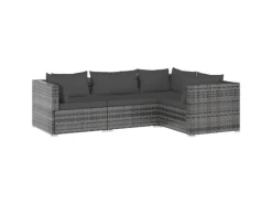 vidaXL 4-tlg Garten-Lounge-Set mit Kissen Poly Rattan Grau Modell 12* Hot