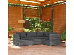 vidaXL 4-tlg Garten-Lounge-Set mit Kissen Poly Rattan Grau Modell 12* Hot