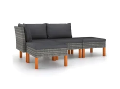 Lounge-Gartenmöbel|vidaXL 4-tlg Garten-Lounge-Set mit Kissen Poly Rattan Grau Modell 1