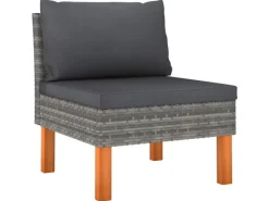 Lounge-Gartenmöbel|vidaXL 4-tlg Garten-Lounge-Set mit Kissen Poly Rattan Grau Modell 1