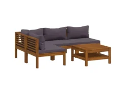 Lounge-Gartenmöbel|vidaXL 5-Tlg Garten-Lounge-Set mit Auflage Massivholz Akazie 3086919