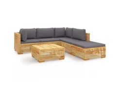 Gartenmöbel-Sets|Lounge-Gartenmöbel|vidaXL 6-tlg Garten-Lounge-Set mit Kissen Massivholz Teak Modell 12