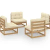 Sitzkissen|vidaXL 4-tlg Garten-Lounge-Set mit Kissen Kiefer Massivholz Modell 19