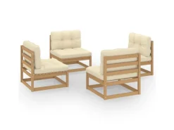 Sitzkissen|vidaXL 4-tlg Garten-Lounge-Set mit Kissen Kiefer Massivholz Modell 19