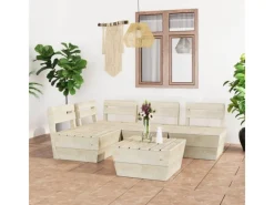 vidaXL 5-Tlg Garten-Paletten-Lounge-Set Imprägniertes Fichtenholz 3063716* Best