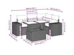 Lounge-Gartenmöbel|vidaXL 5-Tlg Garten-Sofagarnitur mit Kissen Schwarz Poly Rattan 3269136