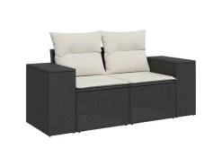 Lounge-Gartenmöbel|vidaXL 5-Tlg Garten-Sofagarnitur mit Kissen Schwarz Poly Rattan 3269136
