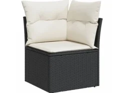 Lounge-Gartenmöbel|vidaXL 5-Tlg Garten-Sofagarnitur mit Kissen Schwarz Poly Rattan 3269136