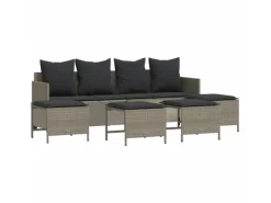 vidaXL 5-tlg Garten-Sofagarnitur mit Kissen Hellgrau Poly Rattan Modell 6* Sale
