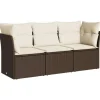 vidaXL 3-tlg Garten-Sofagarnitur mit Kissen Braun Poly Rattan Modell 1* Online