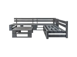 vidaXL 4-tlg Garten-Sofagarnitur aus Paletten Holz Grau Modell 1* Outlet