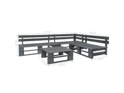 vidaXL 4-tlg Garten-Sofagarnitur aus Paletten Holz Grau Modell 1* Outlet