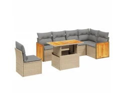 vidaXL 7-tlg Garten-Sofagarnitur mit Kissen Beige Poly Rattan Modell 354* Best