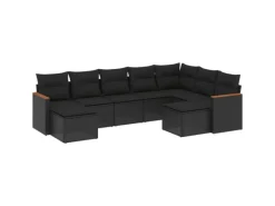 Gartenmöbel-Sets|vidaXL 9-tlg Garten-Sofagarnitur mit Kissen Schwarz Poly Rattan Modell 127