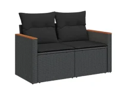 Gartenmöbel-Sets|vidaXL 9-tlg Garten-Sofagarnitur mit Kissen Schwarz Poly Rattan Modell 127