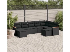 Gartenmöbel-Sets|vidaXL 9-tlg Garten-Sofagarnitur mit Kissen Schwarz Poly Rattan Modell 127