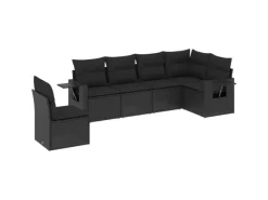 Feuerschalen|vidaXL 6-tlg Garten-Sofagarnitur mit Kissen Schwarz Poly Rattan Modell 206