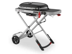 Weber Gasgrills|Campingzubehör|Camping-Gasgrill Traveler mit 1 Brenner und Rollwagen Schwarz