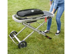 Weber Gasgrills|Campingzubehör|Camping-Gasgrill Traveler mit 1 Brenner und Rollwagen Schwarz