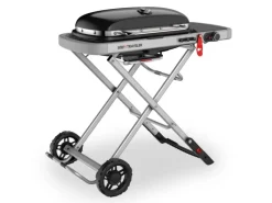 Weber Gasgrills|Campingzubehör|Camping-Gasgrill Traveler mit 1 Brenner und Rollwagen Schwarz