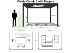 Weide Pavillons|Classic Alu-Stahl Pavillon 3 x 4 M Anthrazit Pergola Freistehend