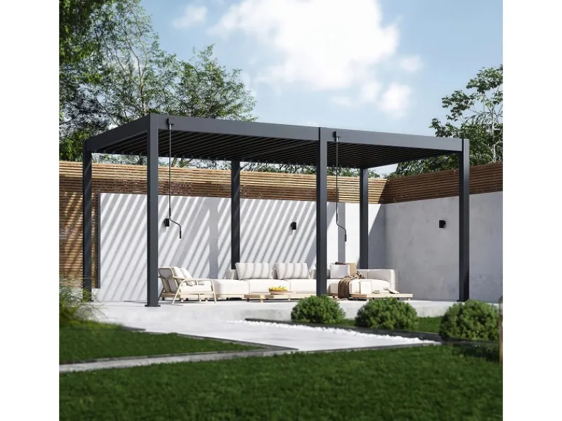 Classic Alu-Stahl Pavillon 3 x 5,3 M Anthrazit Pergola Freistehend*Weide Best