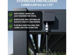 Classic Alu-Stahl Pavillon 3 x 5,3 M Anthrazit Pergola Freistehend*Weide Best