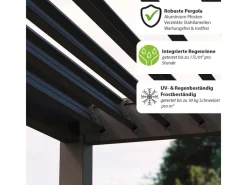 Classic Alu-Stahl Pavillon 3 x 5,3 M Anthrazit Pergola Freistehend*Weide Best