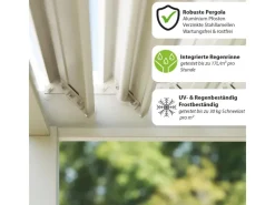 Classic Alu-Stahl Pavillon 3 x 5,3 M Weiß Pergola Freistehend*Weide Best