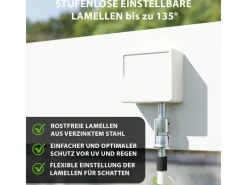 Classic Alu-Stahl Pavillon 3 x 5,3 M Weiß Pergola Freistehend*Weide Best