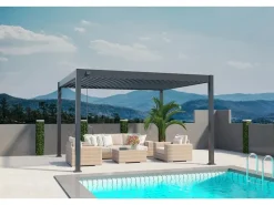 Deluxe Aluminium Pavillon 3,6 x 4 M Anthrazit Pergola Freistehend*Weide New