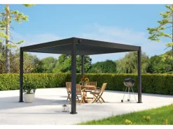 Deluxe Plus Aluminium Pavillon 4 x 4 M Anthrazit Pergola Freistehend*Weide Clearance
