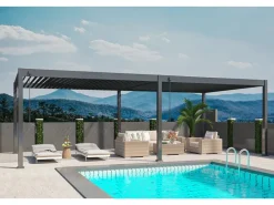 Deluxe Plus Aluminium Pavillon 4 x 8 M Anthrazit Pergola Freistehend*Weide Outlet