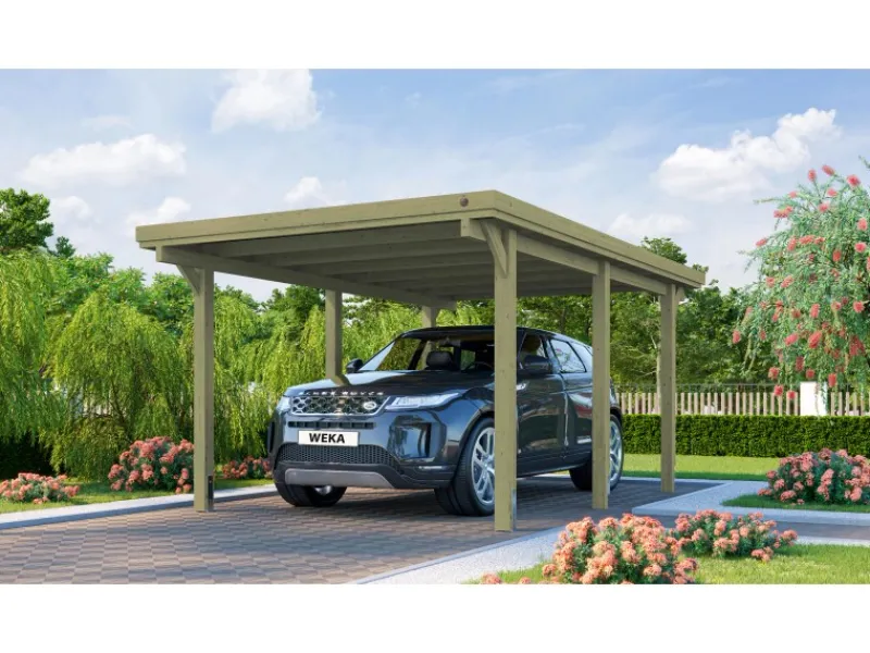 Weka Motorroller|Flachdach-Einzelcarport 617 Gr.1 mit PVC-Dachplatten 322 cm x 512 cm