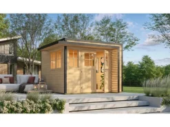 Kinder Weka Kinder-Gartengeräte|Gartenhaus Amberley Doppeltür 2 Fenster Natur 300 cm x 300 cm