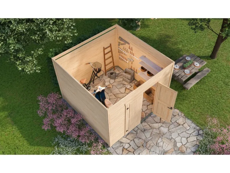 Gartenhaus Batu 3 Flachdach Vollholztür 300 cm x 300 cm*Weka Online