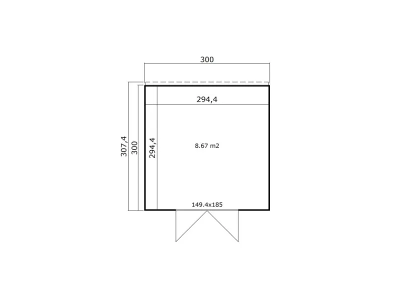 Gartenhaus Batu 3 Flachdach Vollholztür 300 cm x 300 cm*Weka Online