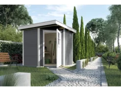Holz-Gartenhaus Angolo B Flachdach Grau 239 x 235 cm*Weka Sale