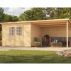 Holz-Gartenhaus Como Natur 598 cm x 300 cm davon 303 cm Anbaudach*Weka Outlet