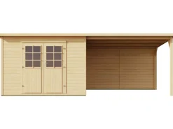 Holz-Gartenhaus Como Natur 598 cm x 300 cm davon 303 cm Anbaudach*Weka Outlet