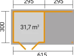 Holz-Gartenhaus Como Natur 598 cm x 300 cm davon 303 cm Anbaudach*Weka Outlet