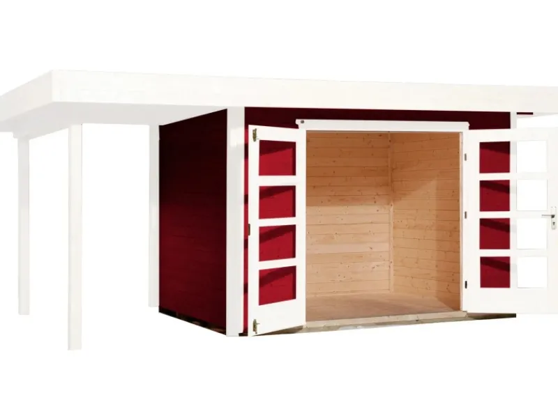 Holz-Gartenhaus Flachdach Lasiert 442 cm x 315 cm*Weka New