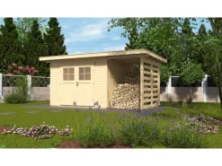 Weka Gartenlauben|Holz-Gartenhaus Flachdach Unbehandelt 385 cm x 311 cm