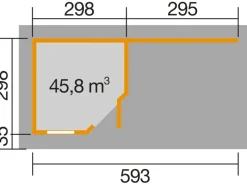 Holz-Gartenhaus Flachdach Lasiert 593 cm x 339 cm*Weka Best